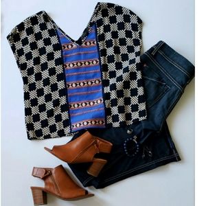 THML Embroidered Mixed Media Top Small